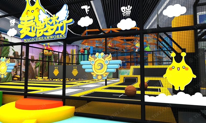 室內（nèi）兒童淘氣堡樂園蹦床區域