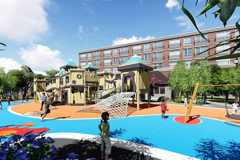 社區兒童組合滑梯設備一